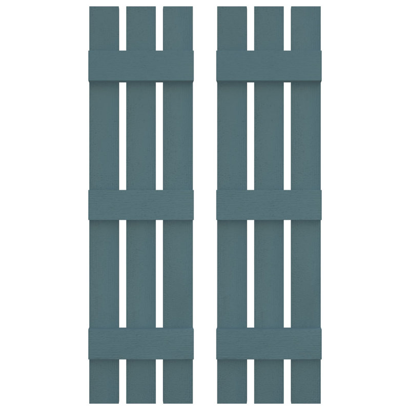 Builders Edge, paire de volets personnalisés à trois planches espacées, planche-n-lattes, Bleu Wedgewood, 66 po