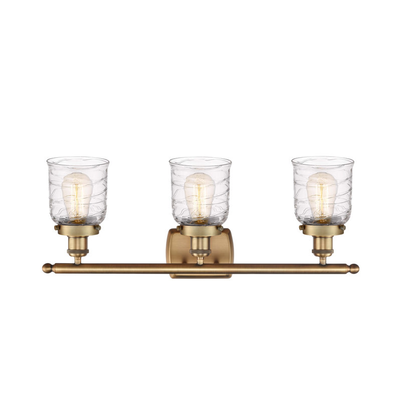 Éclairage pour meuble-lavabo en cuivre antique à 3 lumières Yaneira, Laiton brossé, Incandescente