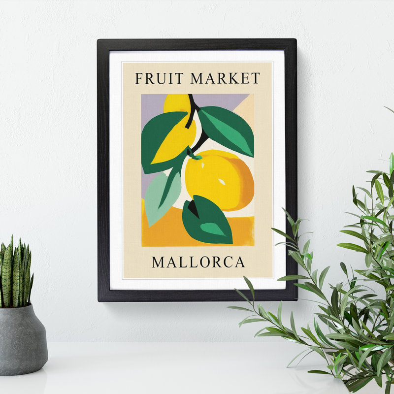 Lemon Mallorca Fruit Market Exhibition - Single Picture Frame Print on Wood, 34cm H x 25cm W x 2cm D