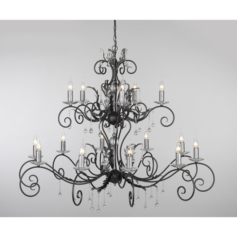 Ballsallagh 15 - Light Candle Style Chandelier, Black/Silver