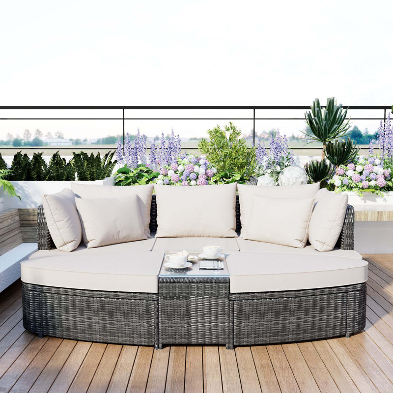 Ensemble de conversation pour patio 6 pièces, Beige, Gris