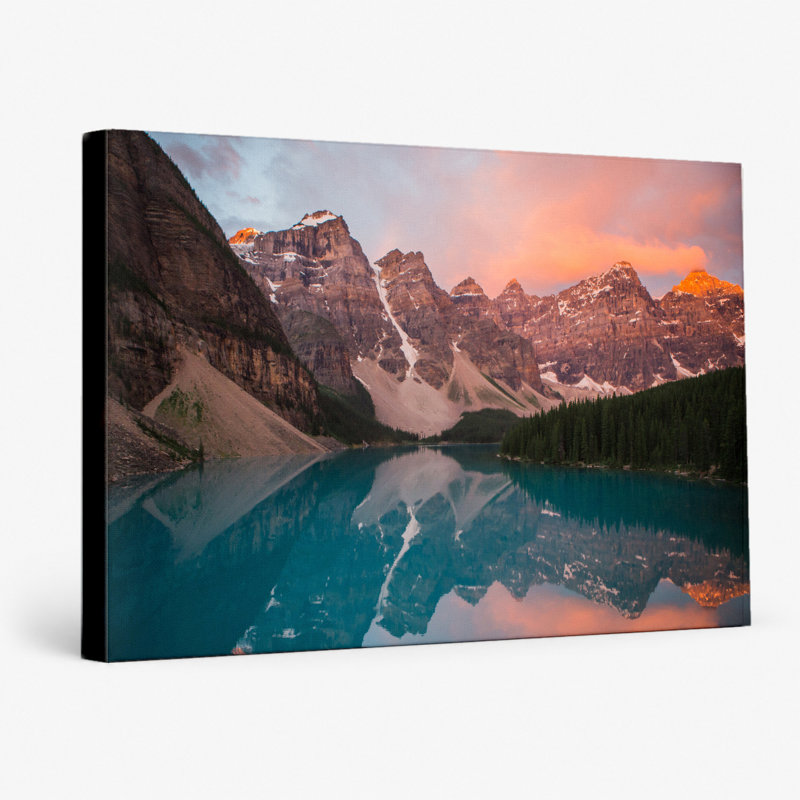 Moraine Lake Sunrise Reflection - Art mural sur toile paysage, 18" W x 12" H