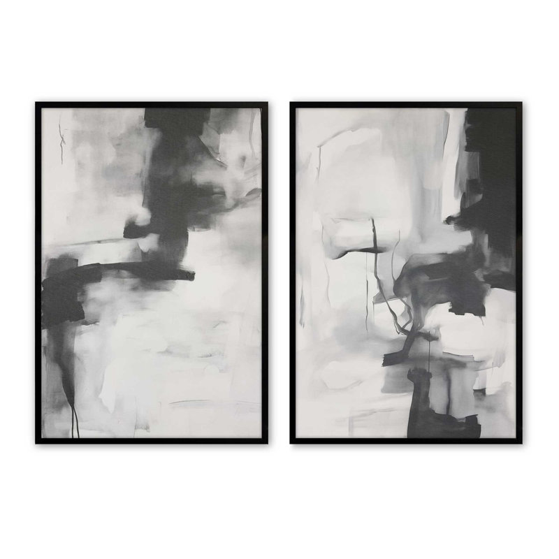 Ensemble de 2 impressions monochromes Whisper, Noir satiné, H 21 po x l 34 po