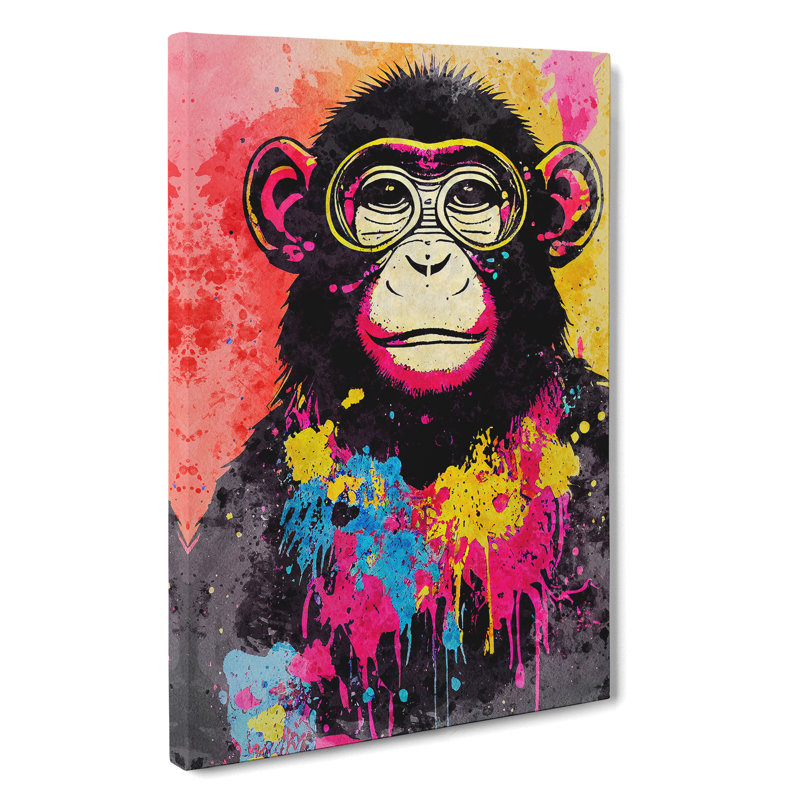Monkey Paint Splash No.4 - Wrapped Canvas, 76cm H x 50cm W x 3cm D