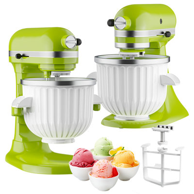 2 Quart Ice Cream Maker Attachment for KitchenAid Stand Mixers, Fits 4.5QT and Larger Mixers by GVODE