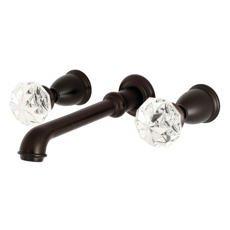 Kingston Brass Krystal Onyx Two-Handle 3-Hole Wall Mount Roman Tub Faucet, Oil Rubbed Bronze