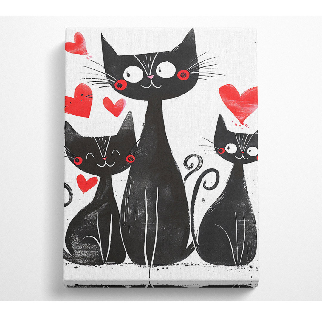 Happy Love Black Cats - Kunstdrucke auf Leinwand - Wrapped Canvas