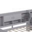 Structure de lit de jour double avec fonction de rangement 3 armoires et 2 tiroirs, structure en bois Matériau de structure de lit en L avec bureau d'étude et bibliothèque intégrée, cadre de lit multifonctionnel pour chambre d'amis, gris