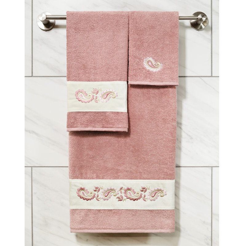  Ensemble de serviettes 3 pièces 100% coton turc, Thé rose