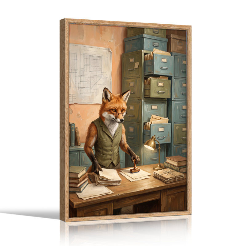 Ensemble de 1 tableau sur toile Fox Office, H 48 po x l 32 po, Naturel