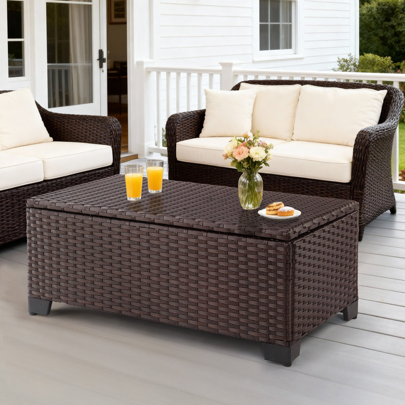 Versatile Brown Wicker Storage Side Table