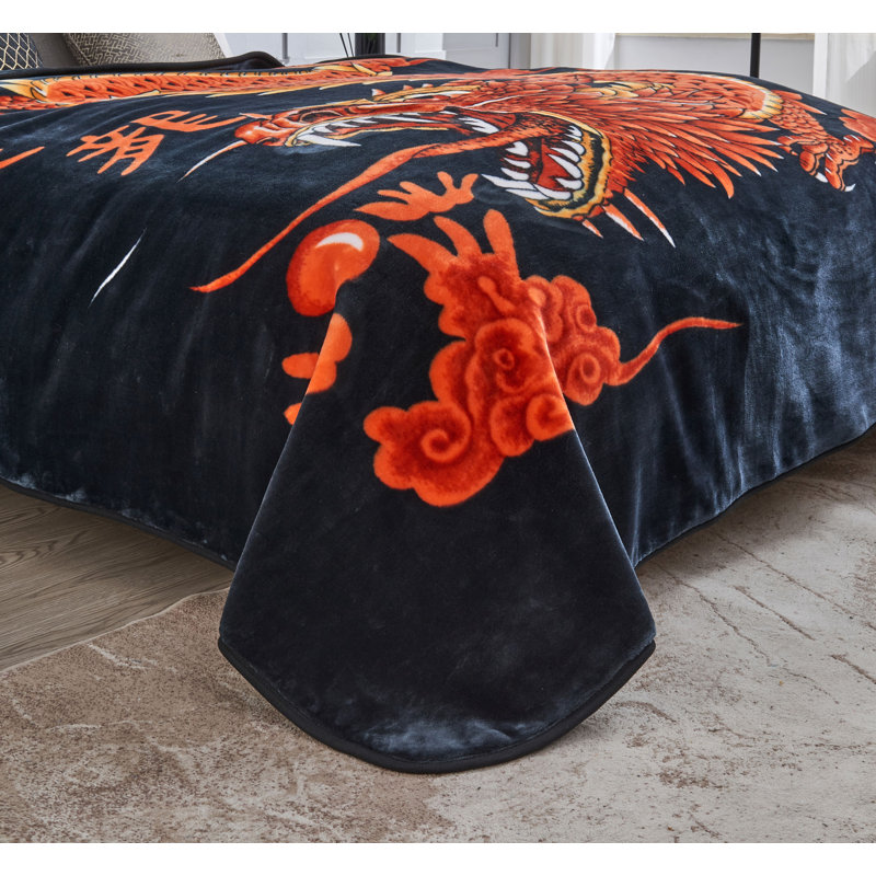King Size Black and Red Reversible Faux Mink Blanket