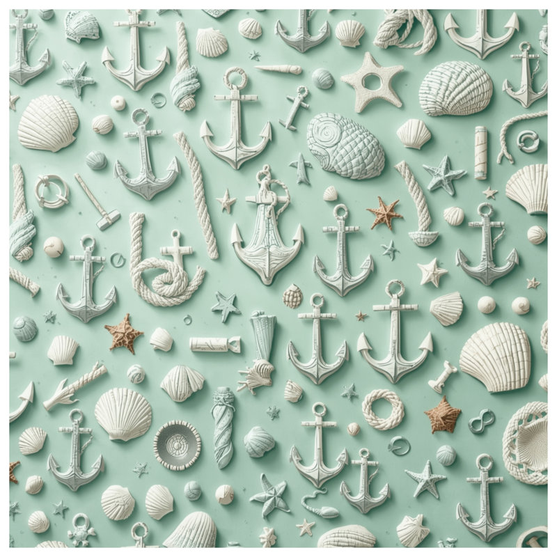 Shells Anchors Rope Seashells Comforter, King