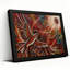 Peinture abstraite rouge et noire sur toile à plumes tourbillonnantes-133046001