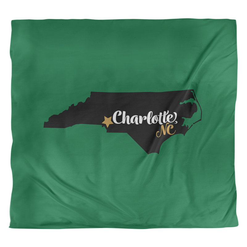Housse de couette charlotte caroline du nord, Housse de couette pour très grand lit, Vert / Noir, Polyester brossé