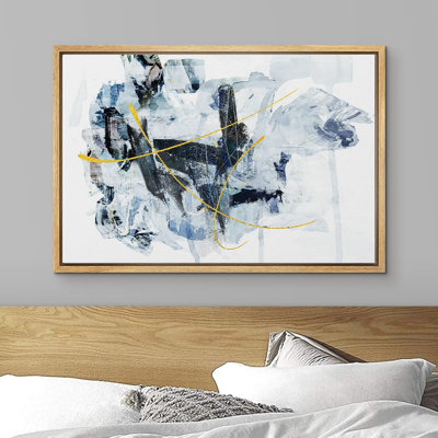 " Pastel Grunge Gold Blue Paint Stroke Collage Landscape Abstract Shapes Modern Art Decor " on