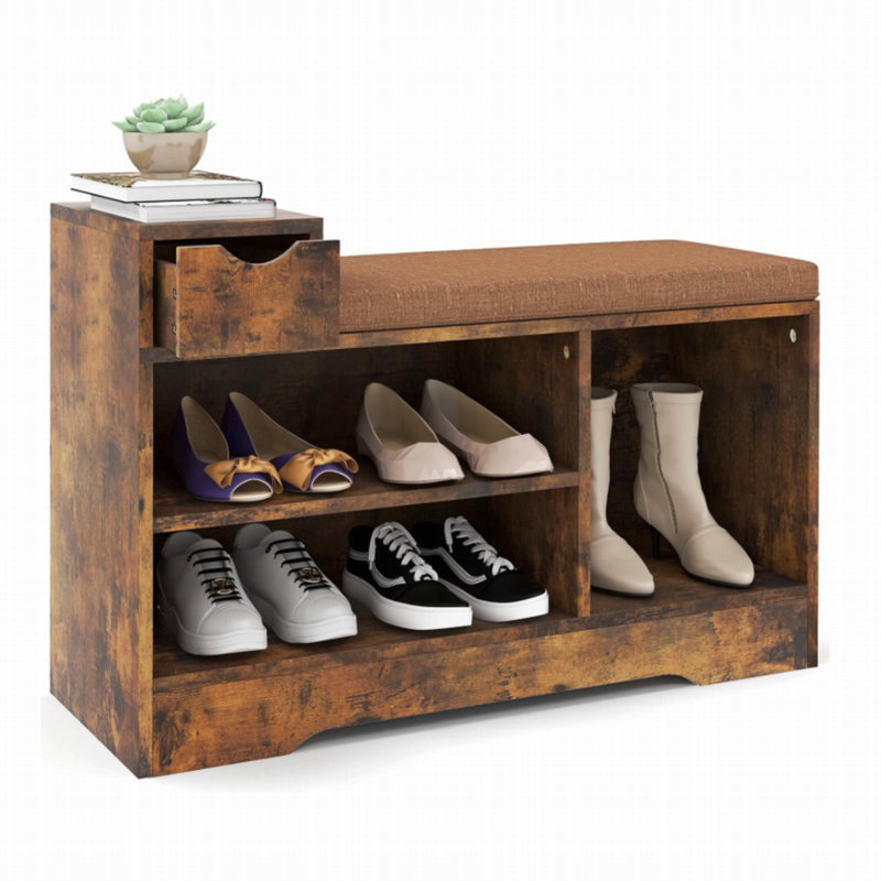 Banc de rangement pour chaussures avec petit tiroir de rangement