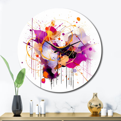 Horloge murale mauve et orange