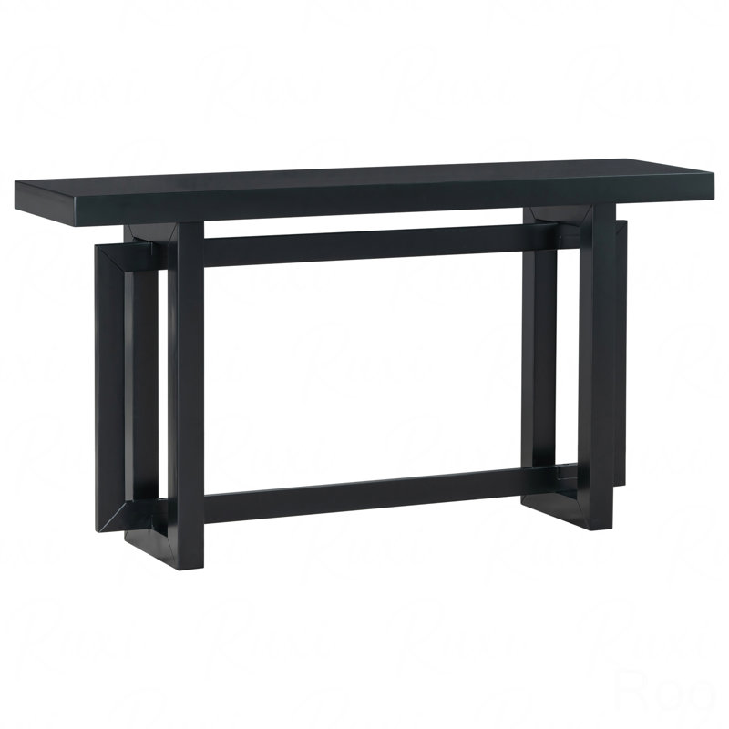 59.1" Painted Entryway Console Table, With Pine Veneer Unique Triple Rectangle Design With Thick Pine Wood Legs, Extra Long Sofa Table Versatile For Hallway, Living Room, Kitchen