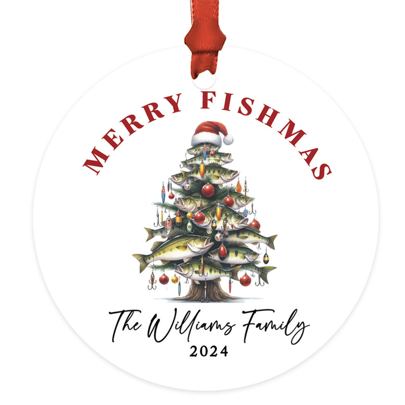 Ornement de pêche à la mouche personnalisé Merry Fishmas 20 XX, Oui