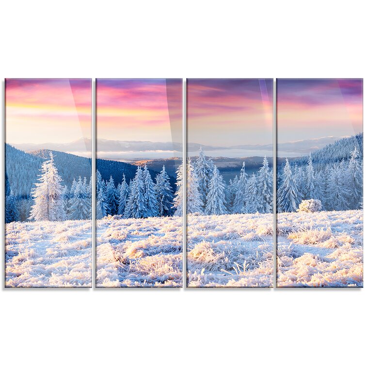 DesignArt 'Amazing Winter Sunrise in Mountains' 4 Piece Photographic ...