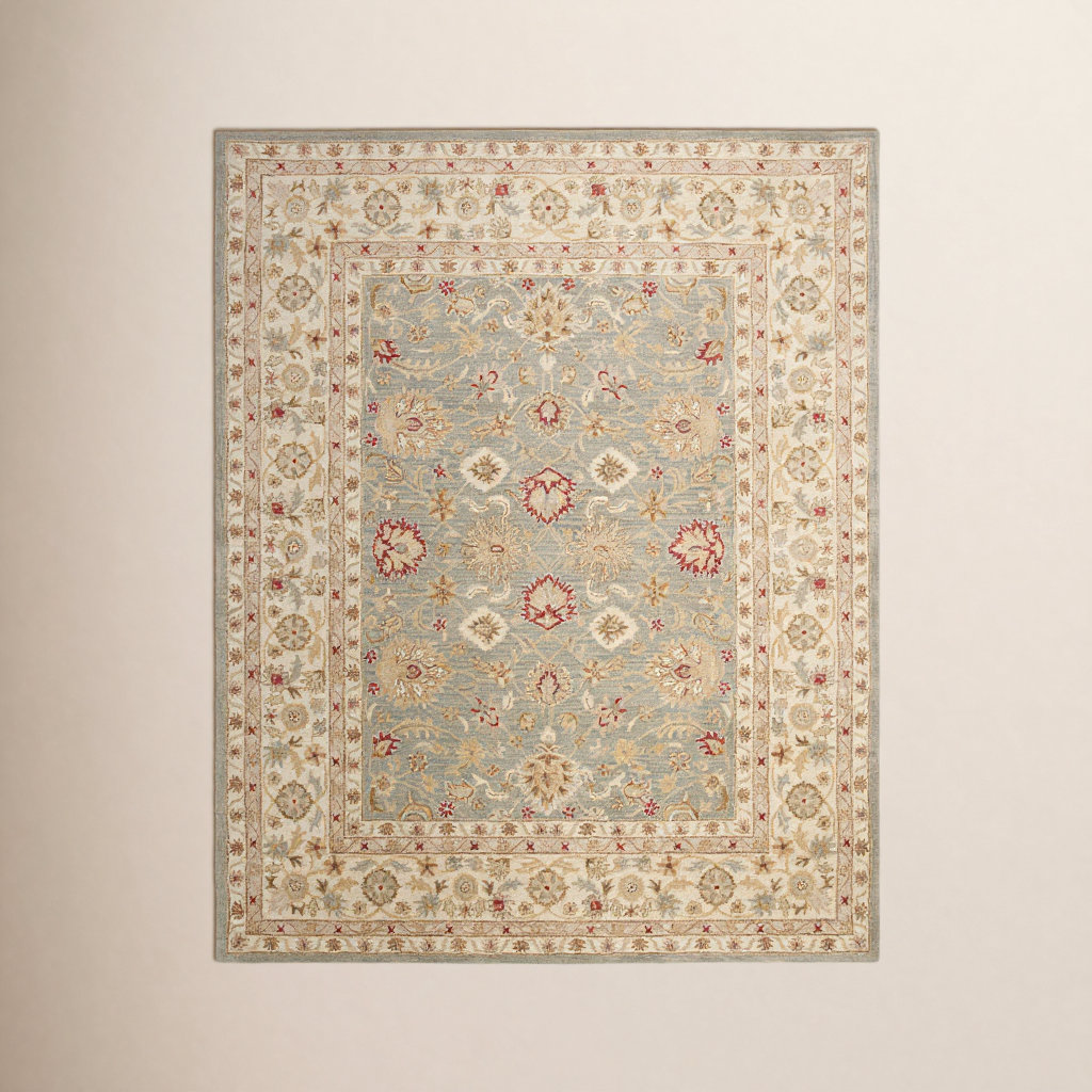 Samuel Gray Blue Beige Hand-Tufted Wool Rug, Rectangle 9' x 12'