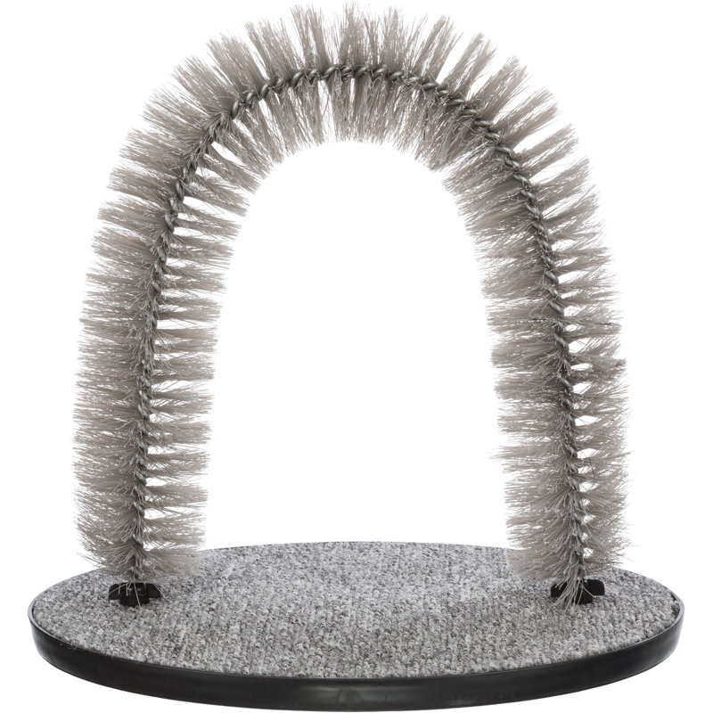 TRIXIE 13-in Cat Massager and Self Grooming Arch, Bristle Ring Brush, Carpet Scratcher, Gray