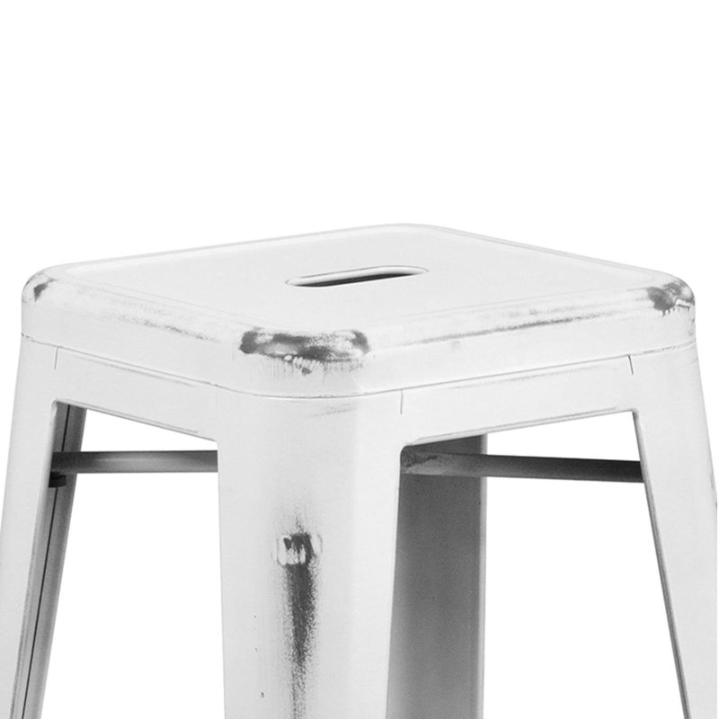 Angelinamarie 30" Industrial Style Bar Stool - Set of 4 - Modern Metal Bar Height, White 