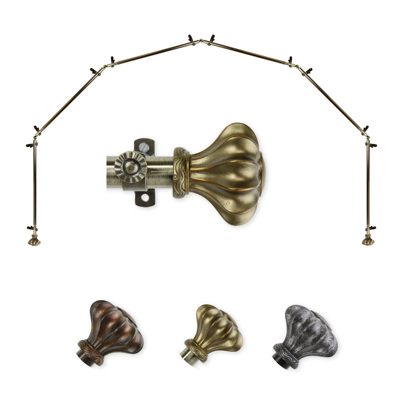 6-Sided Bay Curtain Rod, Antique Brass, 18-28" (each side)