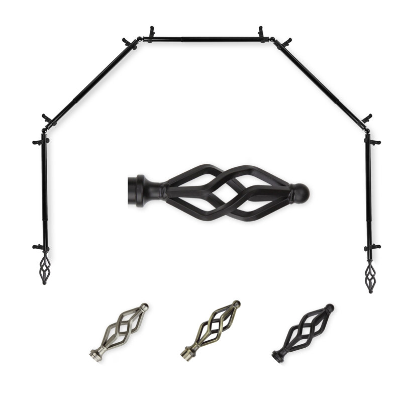 Andresen 5-Sided Single Curtain Rod, Black, 18-28" (each side)