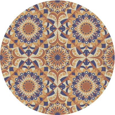 Tapis bleu/brun tissé à la machine