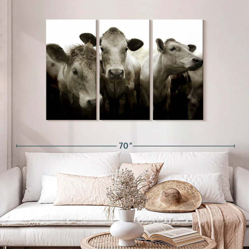Three White Cows, 24" H x 38" W