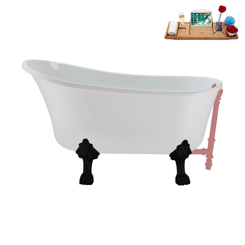 51.2'' x 25.6'' Soaking Acrylic Bathtub, Matte Black, Matte Pink