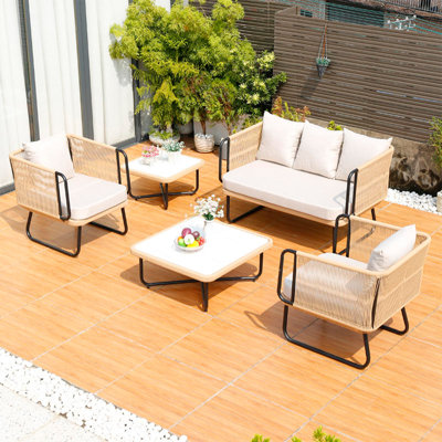Callalily 4 - Person Patio Conversation Set with Cushions