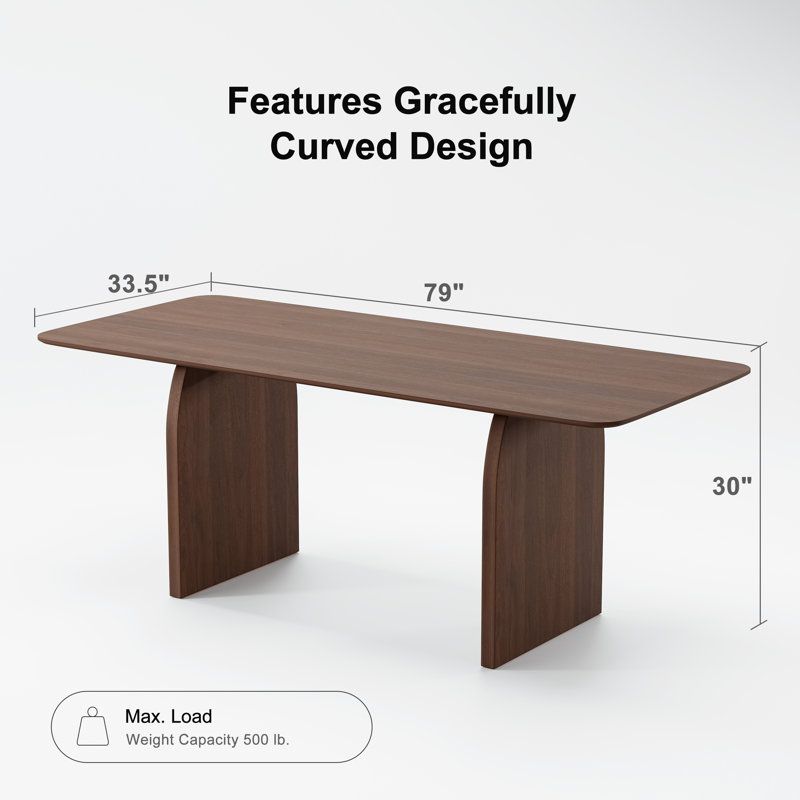 67"/79" Rectangle Wood Dining Table Double Pedestal Kitchen Tables Seats 6-8, 30"H x 79"L x 33.5"W, Walnut