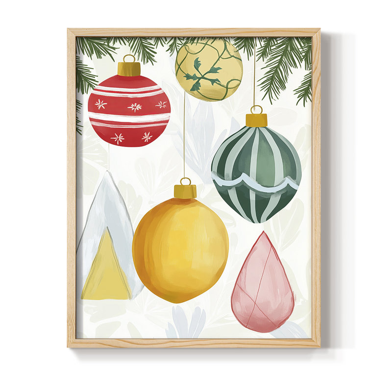 «Christmas Holiday Art», reproduction encadrée CIV - bois massif, Naturel, H 11 po x l 9 po