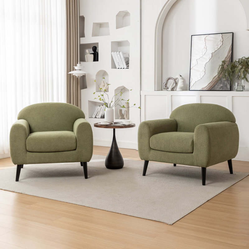 Deivi Upholstered Accent Chair with Round Arm, Green Polyester