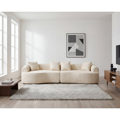 Canapé courbé désossé, canapé modulaire à compression de 106 po, gris à haute densité, canapé-lit pour salon, salon, appartement, chenille