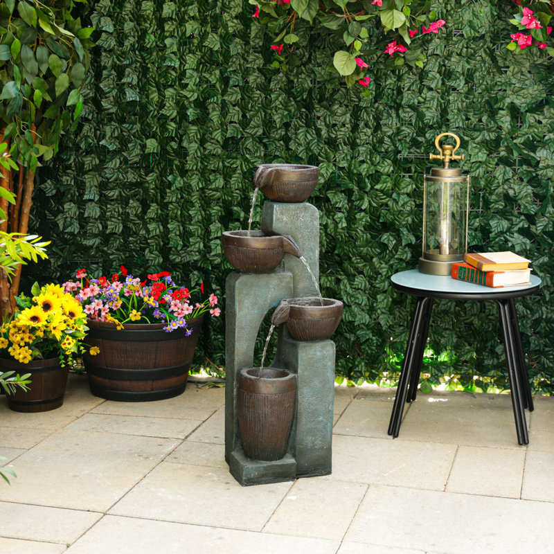 4-Tier Bowls Cascading Fountain with LED Lights