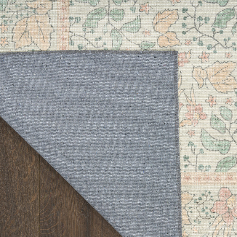 Botanical Washables 2' x 6' Green Multicolor Farmhouse Indoor Rug, Runner 2' x 6', Multicolor Green