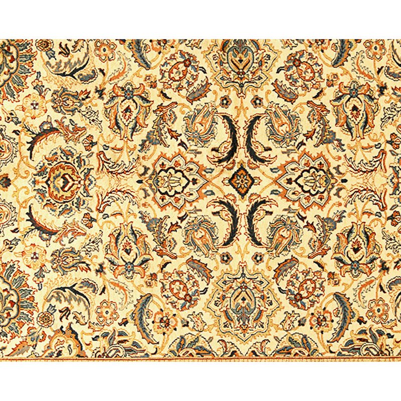 High-Quality Hand-Knotted Cream And Green Area Rug