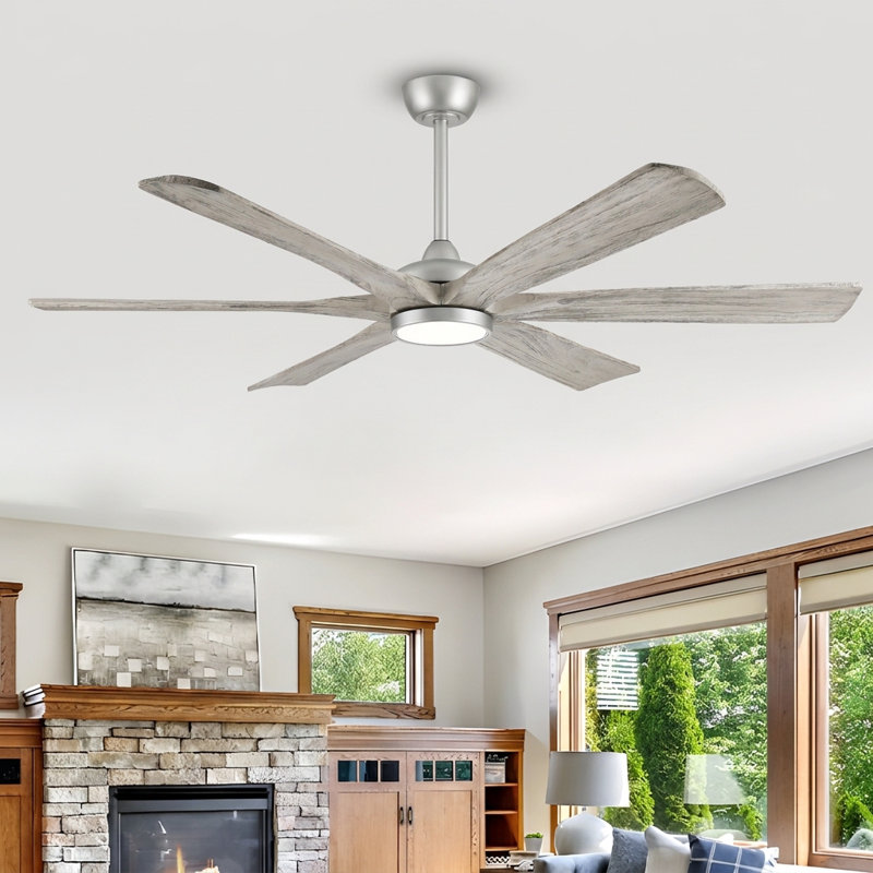 60"/72" Farmhouse Ceiling Fan With Light, Solid Wood Ceiling Fan With Remote & App Control, Quiet Dc Reversible Motor, 6 Speeds, Timer & Memory Function