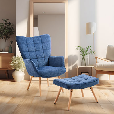 Bridgman Upholstered Linen Armchair With Footstool