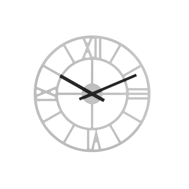 Wood Wall Clock, Silver, 70cm H x 70cm W x 4cm D