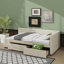 Lit plateforme simple en forme de L en peluche avec tiroirs de rangement-1377070250