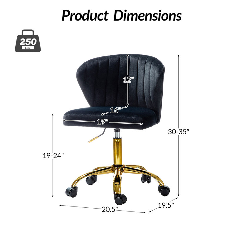 Chaise de travail ergonomique avec dossier capitonné Alice, Noir