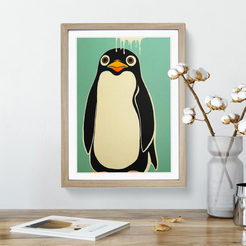 Little Penguin - Framed Print, 64cm H x 46cm W x 2cm D, Oak