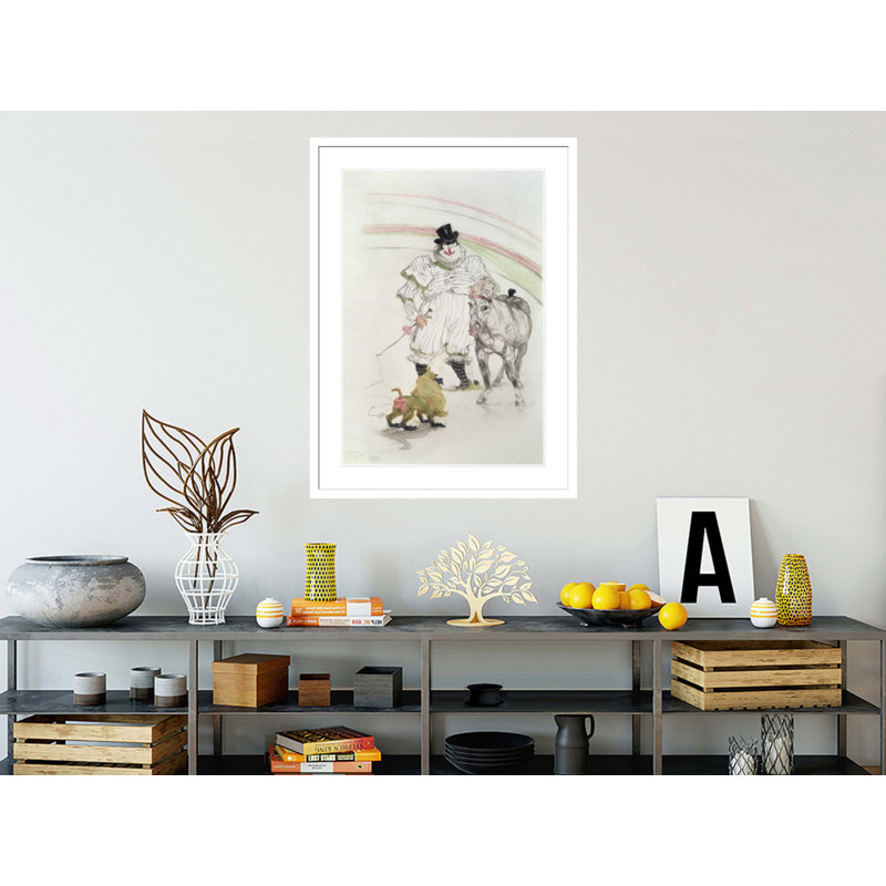 Au cirque: cheval et singe performant par Henri de Toulouse-Lautrec - Impression Giclée encadrée, H 41,5 po x l 30,71 po