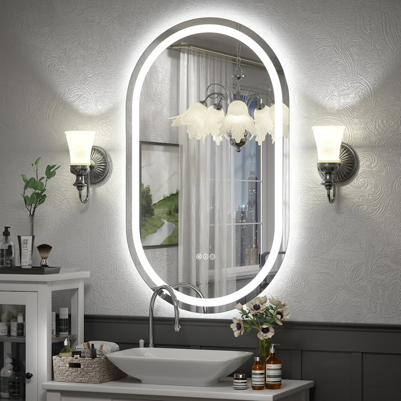 Wayfair Basics® UL Certified LED Anti-Fog Tempered Glass Oval Bathroom/Vanity Mirror , 40" x 24"