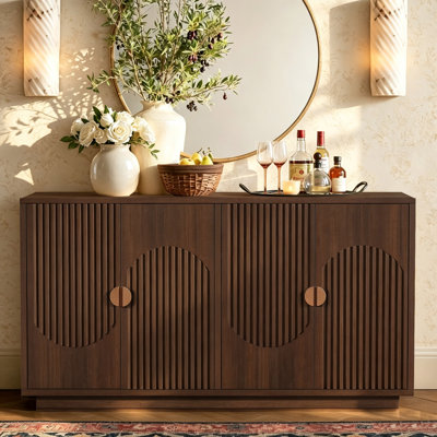 Modern Sideboard Buffet with Arched Doors, Retro Storage Cabinets With Adjustable Shelves For Kitchen, Dinning Room
